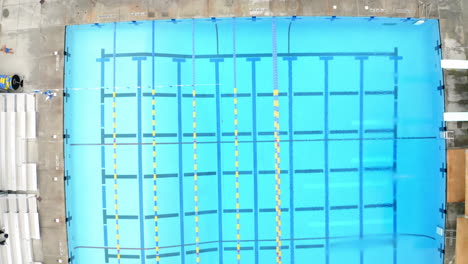 empty competitive swimming pool from above