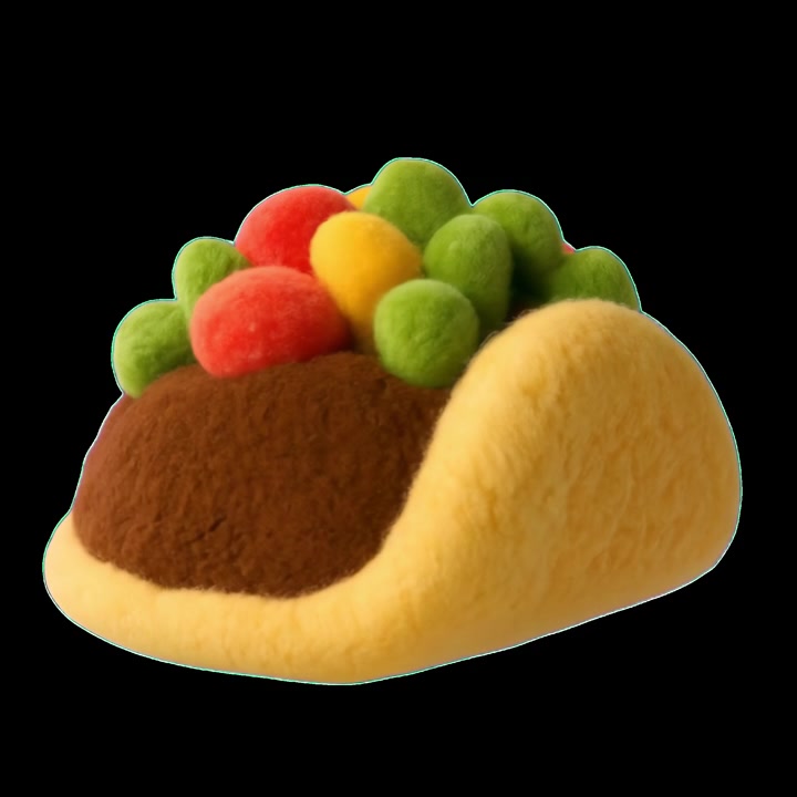 Filtet uldtaco roterende på sort baggrund