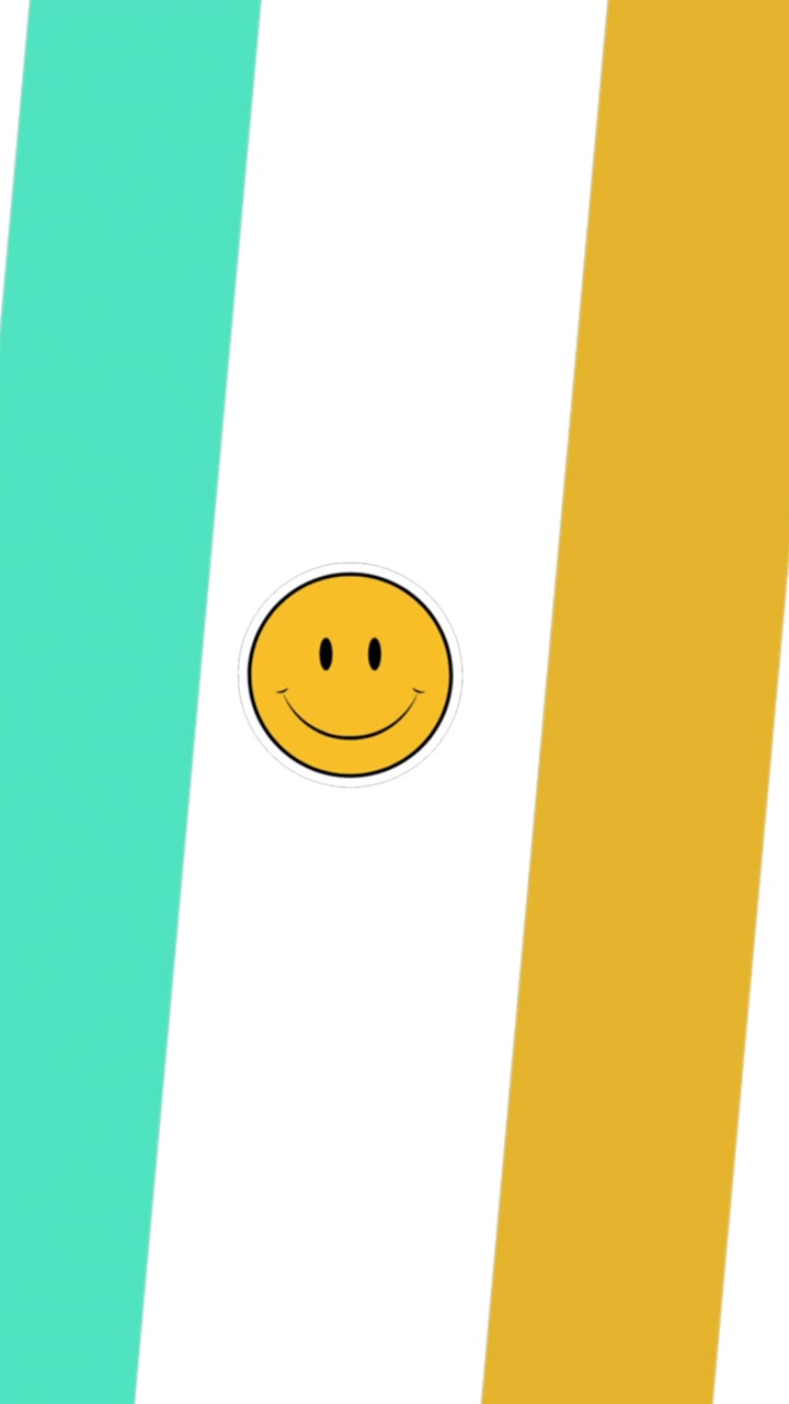 Animazione di emoji sorridenti su strisce multicolori su sfondo bianco