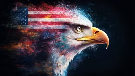 patriotic bald eagle with american flag abstract art