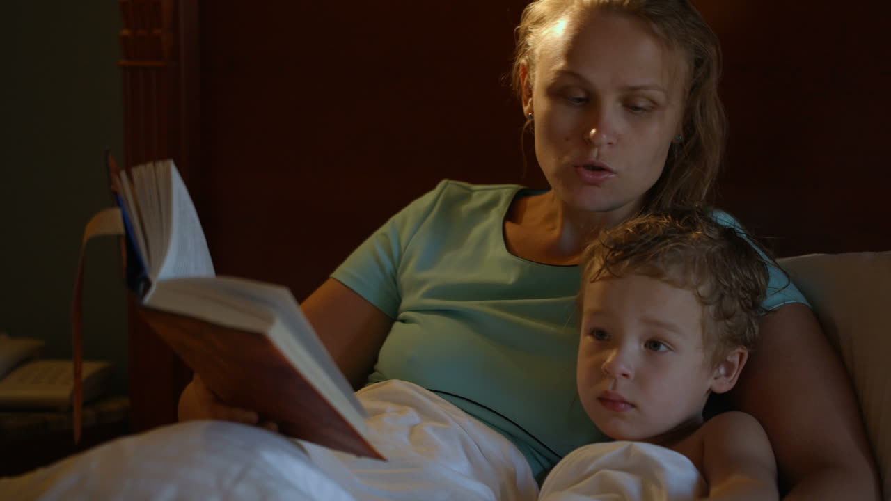 Mother and son before bedtime