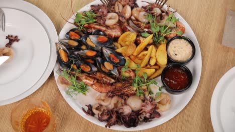 seafood platter shared by two people