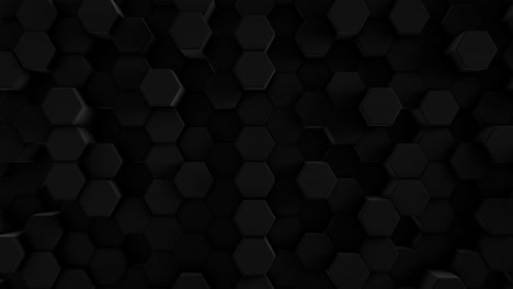 hexágonos de prisma futurista negro, peine de abeja, seis, movimiento en un fondo minimalista. el concepto de diseño y tecnología. animación 3d. cuadrícula. vista superior