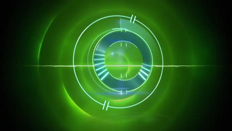 animación del escaneo del alcance sobre los círculos verdes
