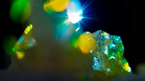 colorful crystal closeup with light flare
