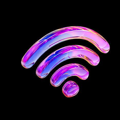 Colorful glossy Wi-Fi symbol animation isolated asset, transparent 4K video, alpha channel, ProRes