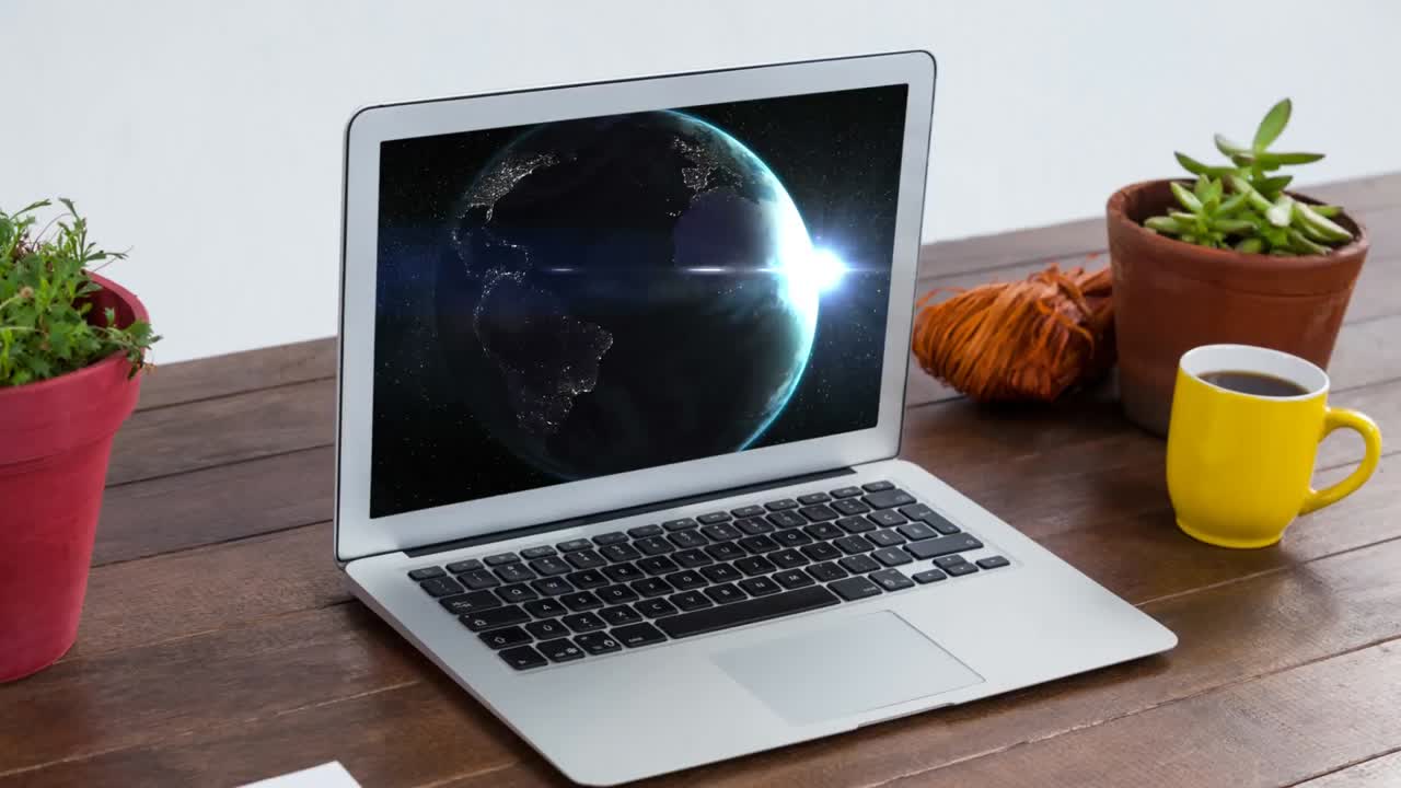 animación de un globo girando en una pantalla de computadora