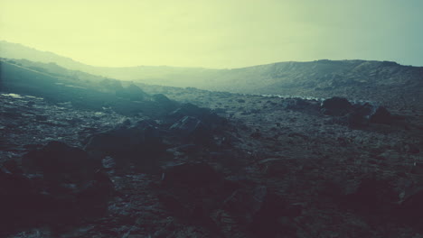 alien planet landscape: desolate and misty