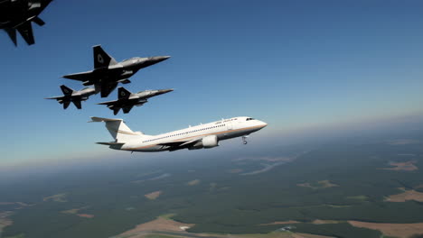 Military Aircraft Formation and Commercial Airliner