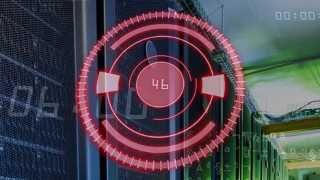 animación del círculo rojo con números sobre los servidores