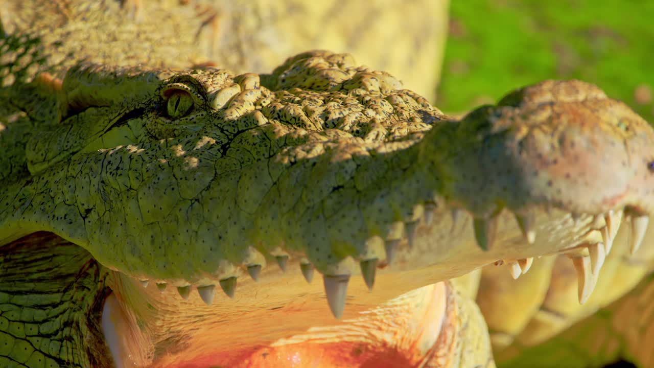 una fotografía de cerca del cocodrilo del nilo (crocodylus niloticus) en un lago en uganda, sudáfrica.