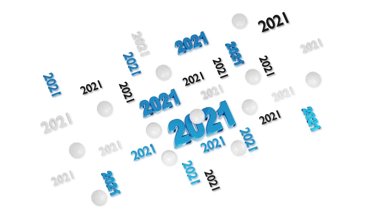 muchos diseños de voleibol 2021 con bolas y reflejos en movimiento en bucle