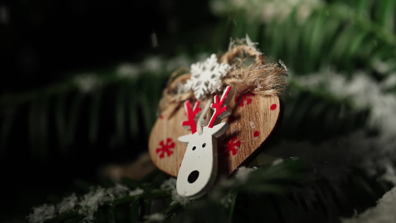 Closer view from a depicting deer decorating object on the xmas tree