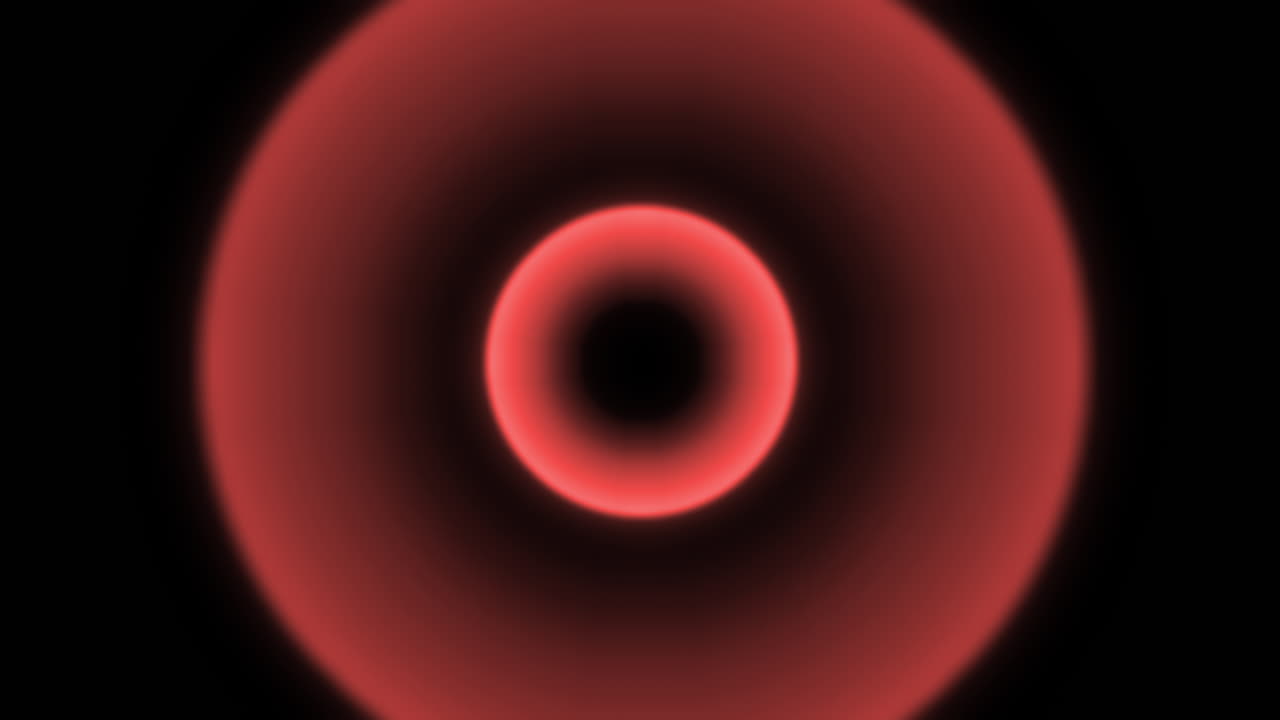 Red Circular Radio Diminishing Wave Radar Signal Motion Graphic with Black Background. Pulse from Central Point. Use Add or Screen to Remove Background. VFX Animation.
