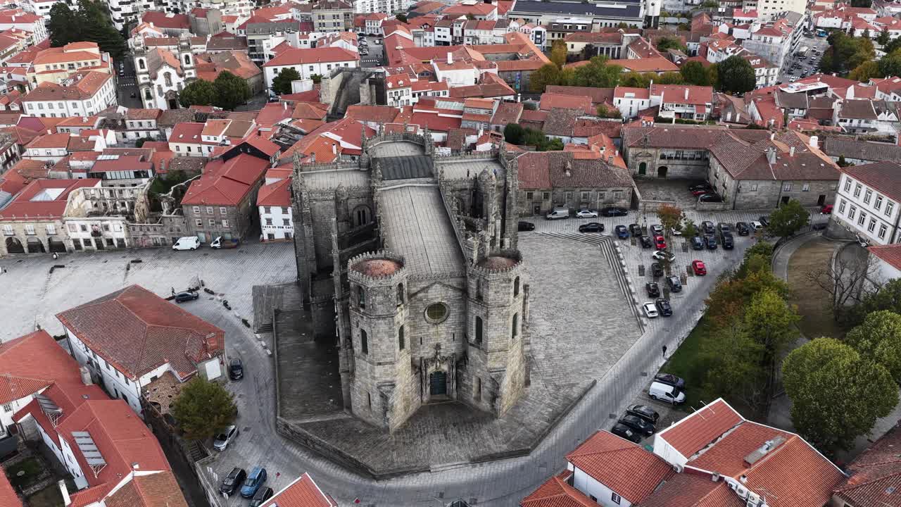 Guarda city cathedral drone going 360 around