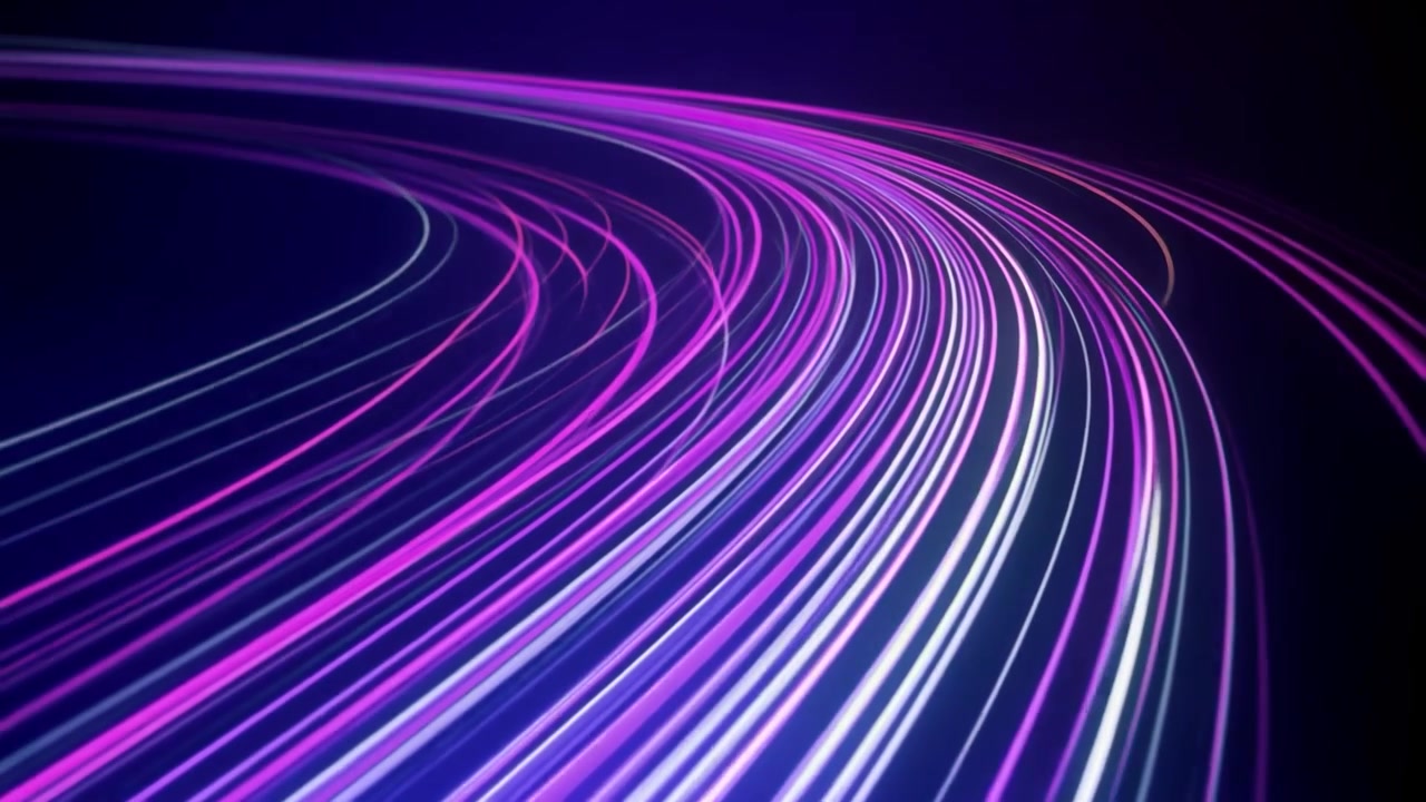 Scie luminose dinamiche in fibra ottica che rappresentano il flusso di dati