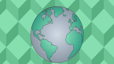 Animation-of-globe-on-green-square-background