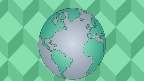 animation of globe on green square background