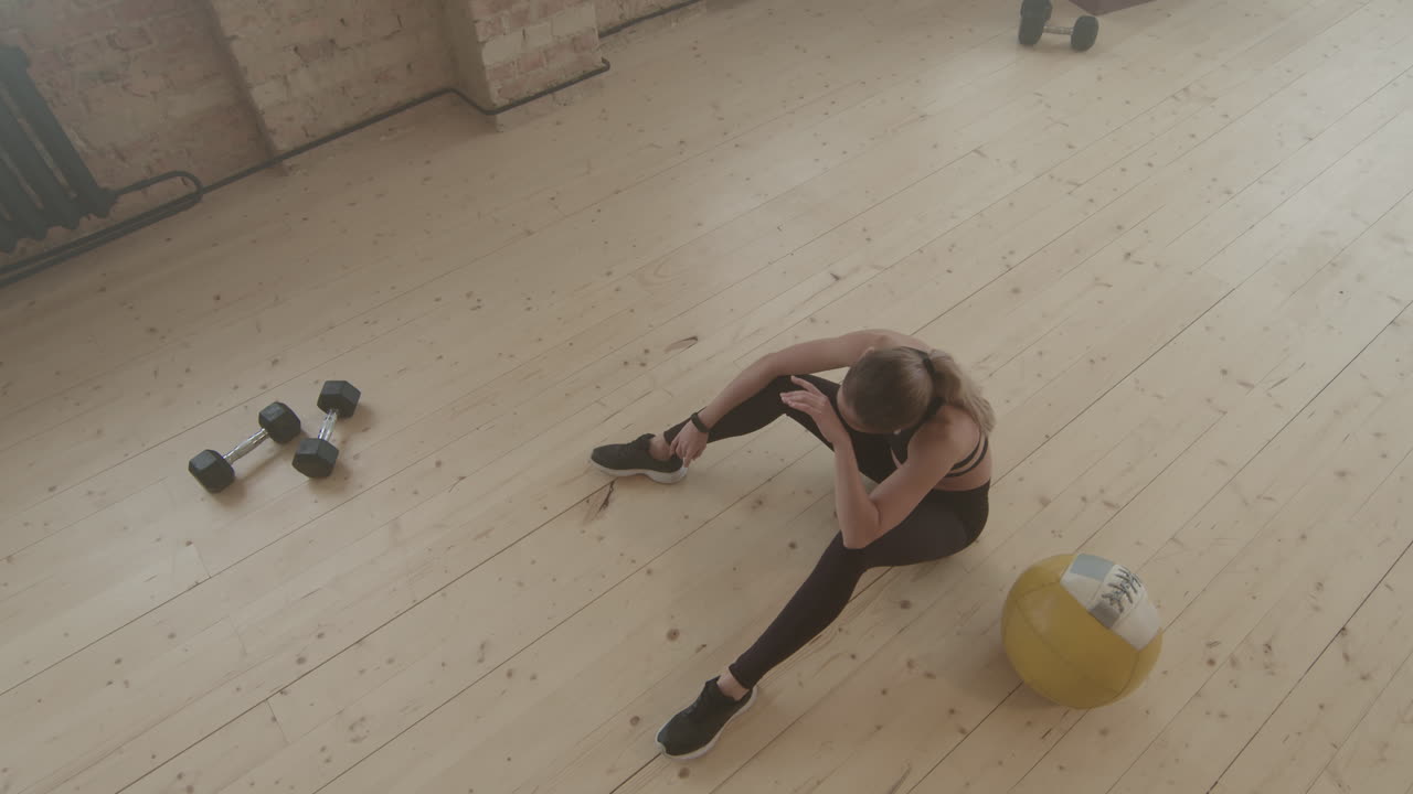 Sports Woman At Abs Workout With Ball