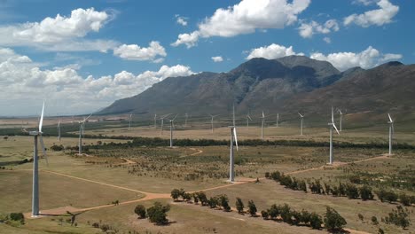 broken wind turbines in a wind farm