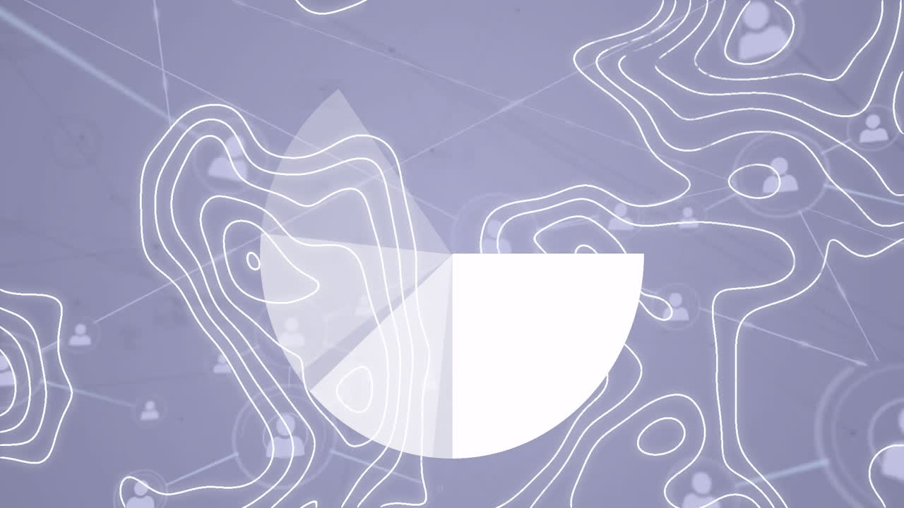 Abstract geometric shapes and contour lines over network of connections animation