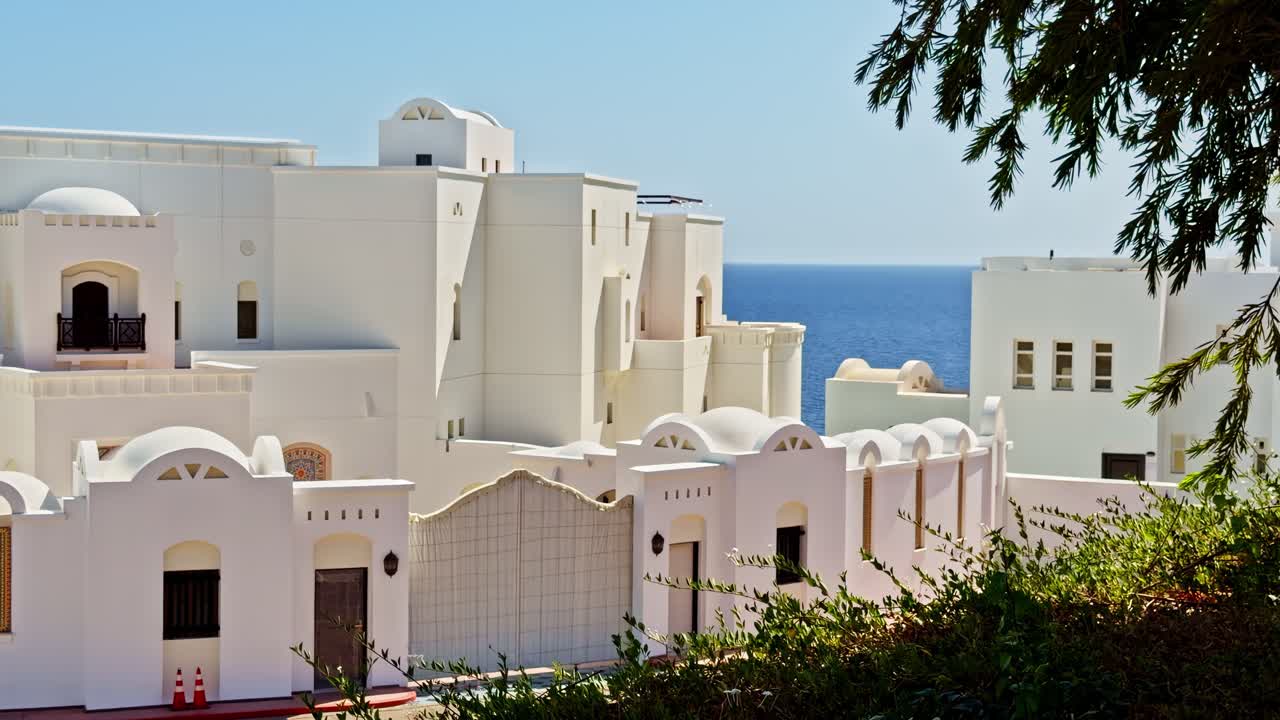 Coastal white residential complex in Sharm El Sheikh at day time