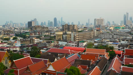 bangkok architecture from wat saket temple. panning shot