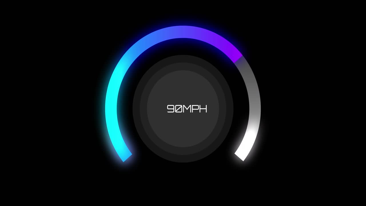 Animation of car speedometer on black background