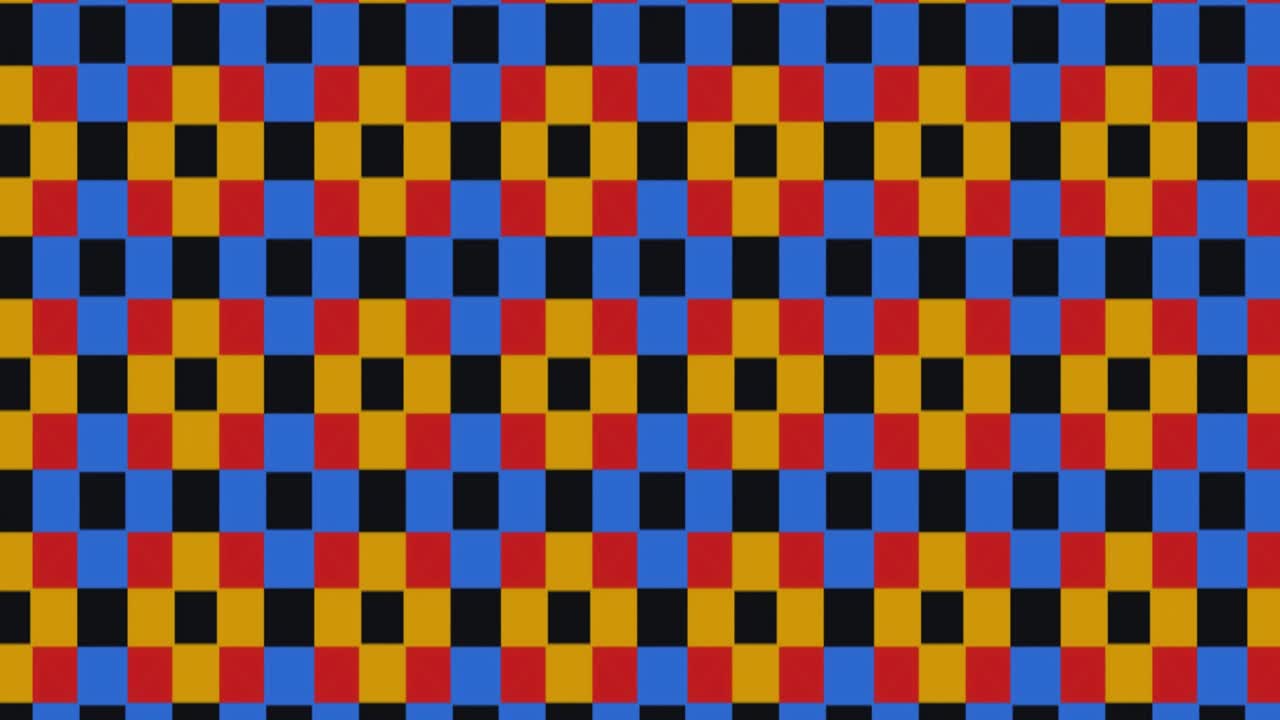 Seamless Vibrant Checkerboard Pattern with Red Yellow Blue and Black Squares for Optical Illusion Animations Slides and Textile Designs slide animation