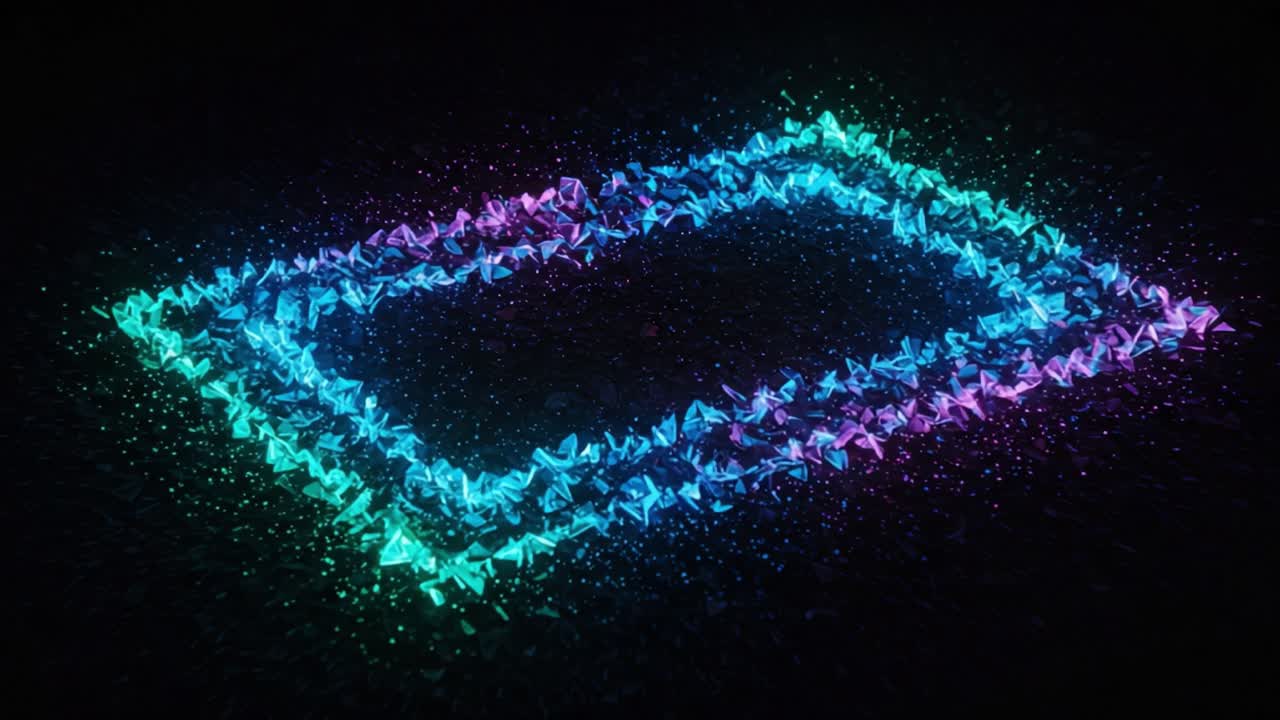 A Stunning Display of Neon-Lit Crystals Forming a Vibrant Frame on a Dark Background, Capturing the Essence of Light and Color in an Artistic Composition