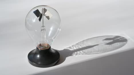 crookes radiometer spinning fast as light is converted to engergy