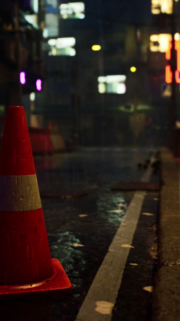 비가 오는 밤 도시 거리