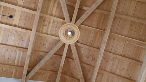 spinning shot revealing the wooden beams supporting the villa roof in france