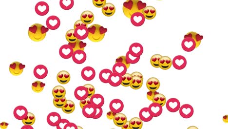 animación de iconos de redes sociales que caen sobre un fondo blanco