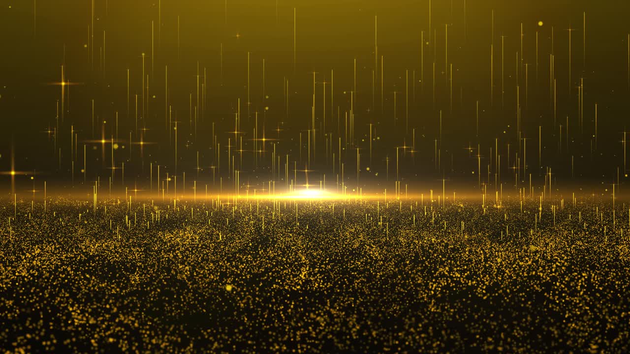 4K 황금빛과 입자들이 솟아오르는 파도 무대 먼지 빛이 솟아오르는 반짝이는 고급스러운 줄무늬 루프