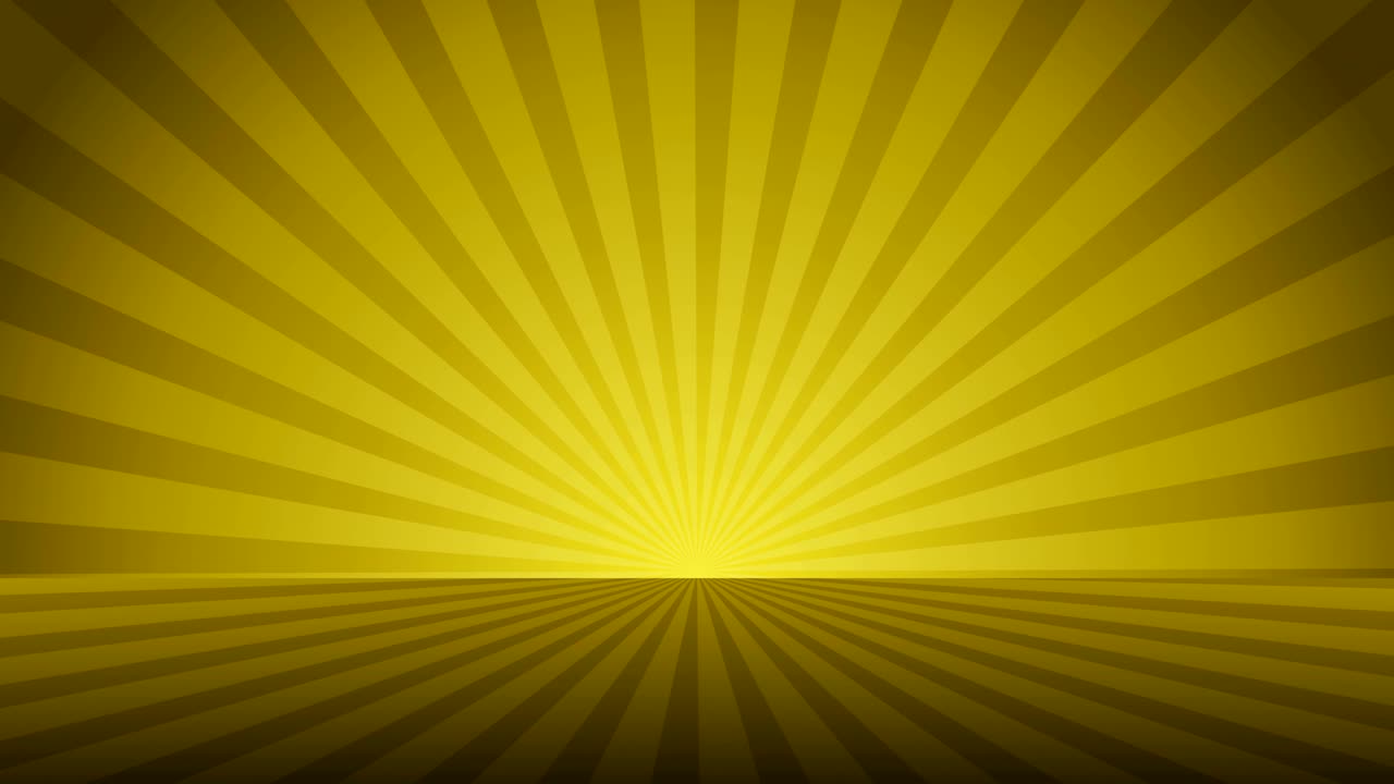 los rayos radiales amarillos giratorios. el fondo brillante con un rayo de luz. el espacio abstracto dorado. la animación en bucle.