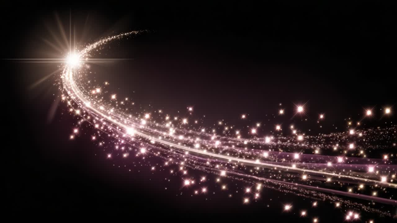 A Captivating Display of Sparkling Light Trails in Motion, Creating an Enchanting Atmosphere with Twinkling Stars Against a Dark Background