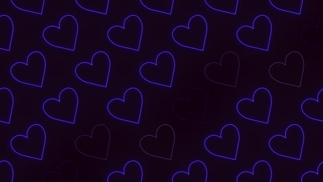Blue-neon-hearts-pattern-on-black-gradient