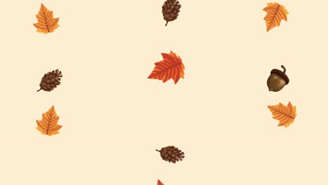hola animación de otoño con patrón de hojas