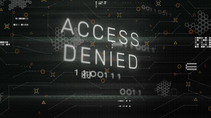 Animation of access denied, data processing over computer circuit board