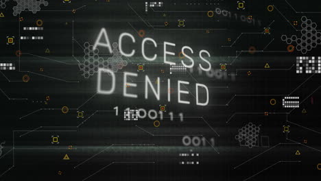 animación de acceso denegado, procesamiento de datos a través de una placa de circuitos informáticos.