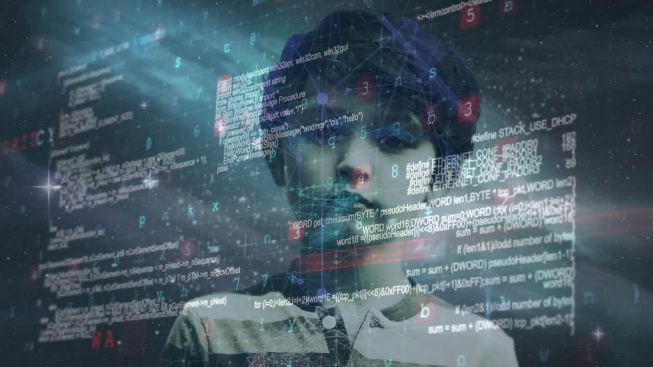 conceptos de seguridad cibernética textos sobre el niño contra el espacio en el fondo