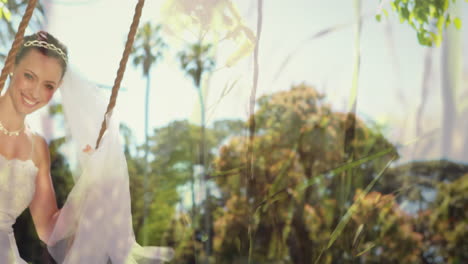 bride sitting in a swing
