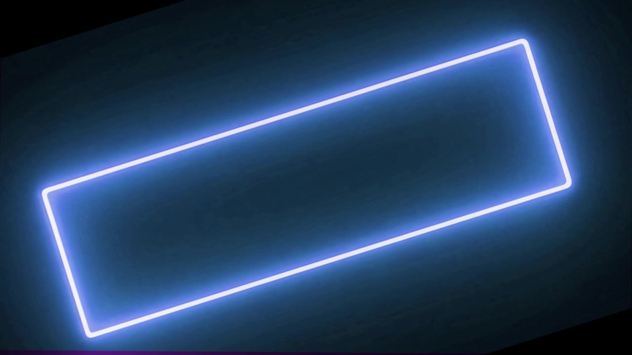 Cadre rectangulaire lumineux en néon bleu sur fond sombre