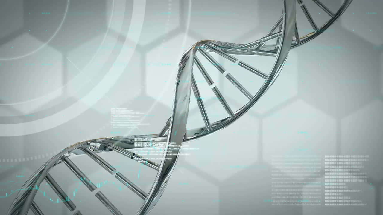 Animation of digital data processing over dna strand