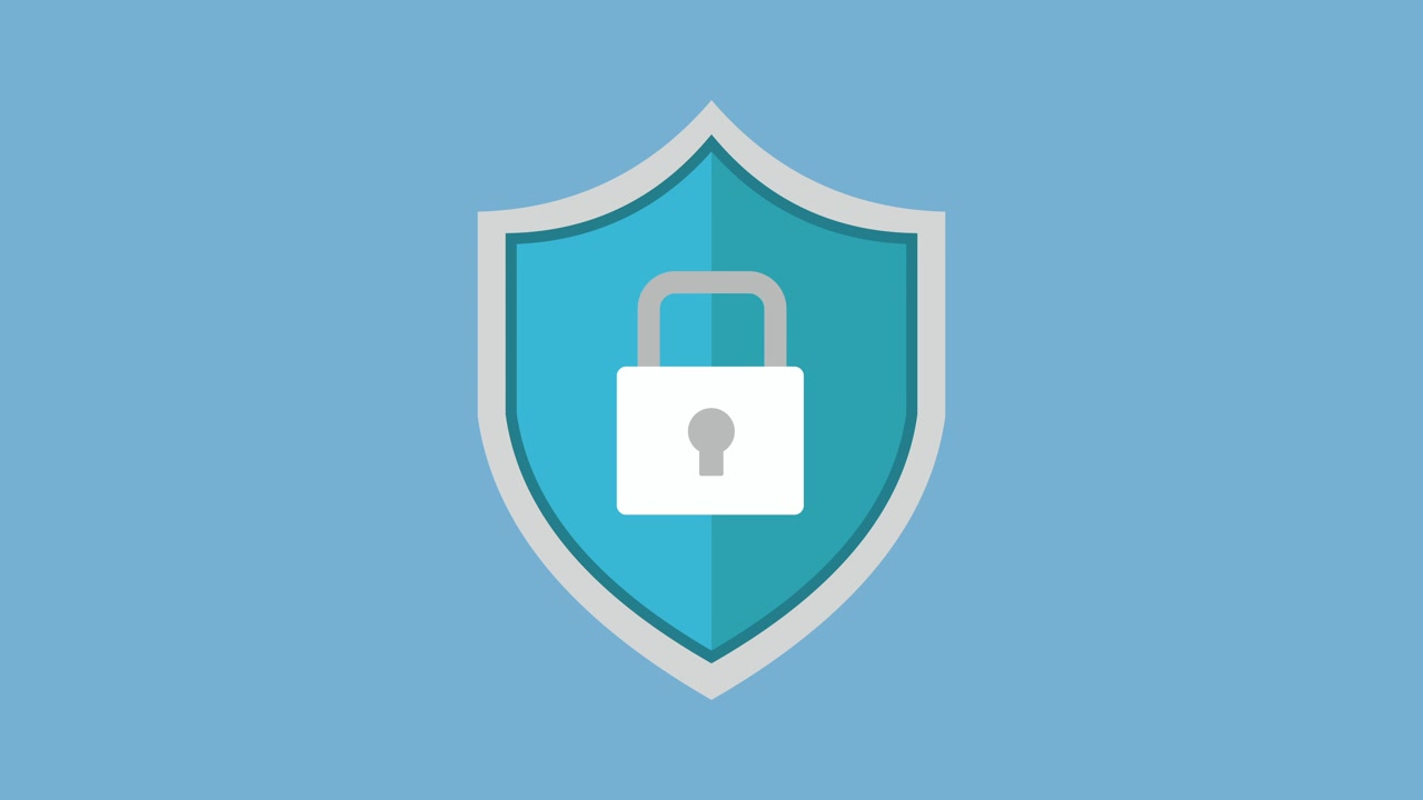 Animated Shield Icon Locking and Unlocking