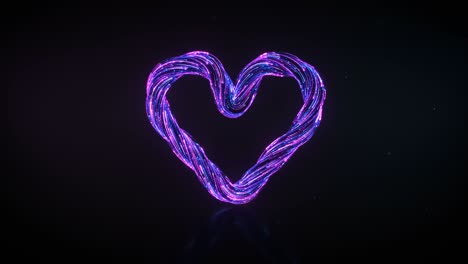 la forma del corazón de las huellas de luz ultravioleta 3d render animado de bucle sin costuras