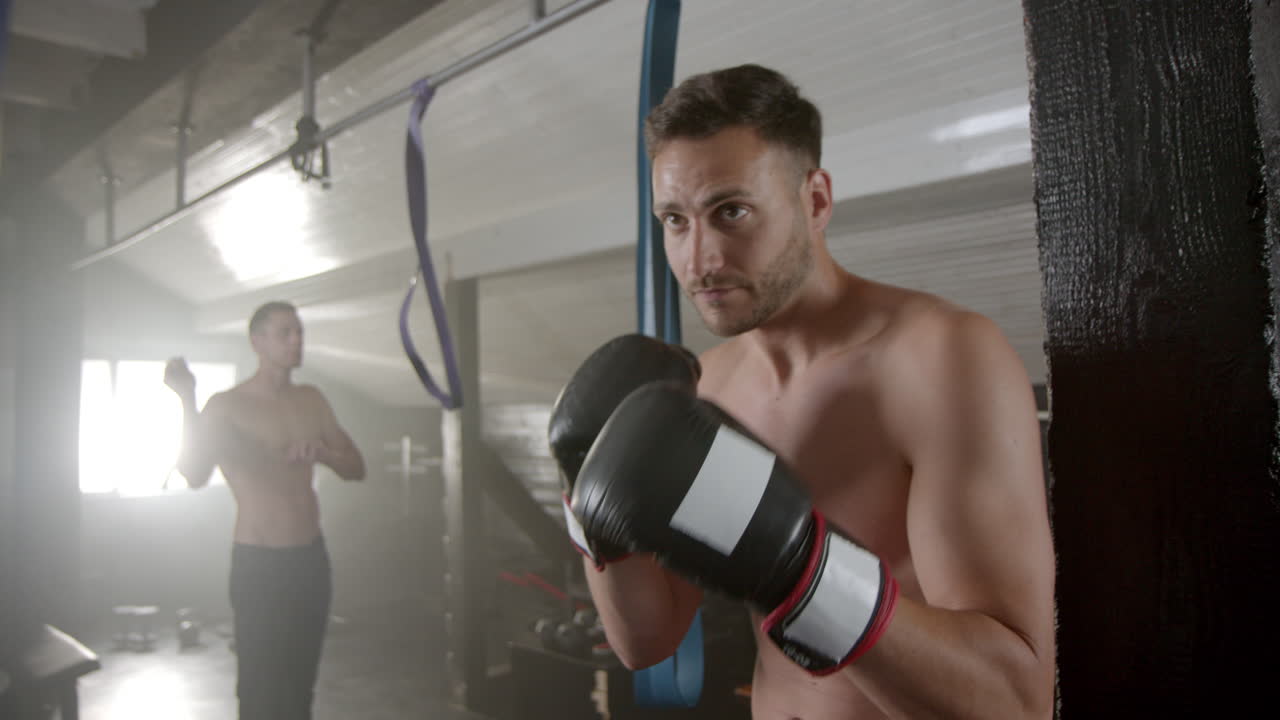 Boxing workout in the gym