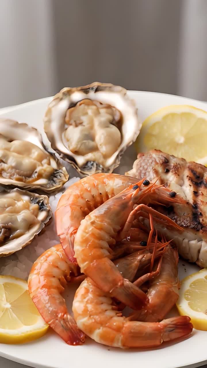 Delicious Seafood on Blurred Background