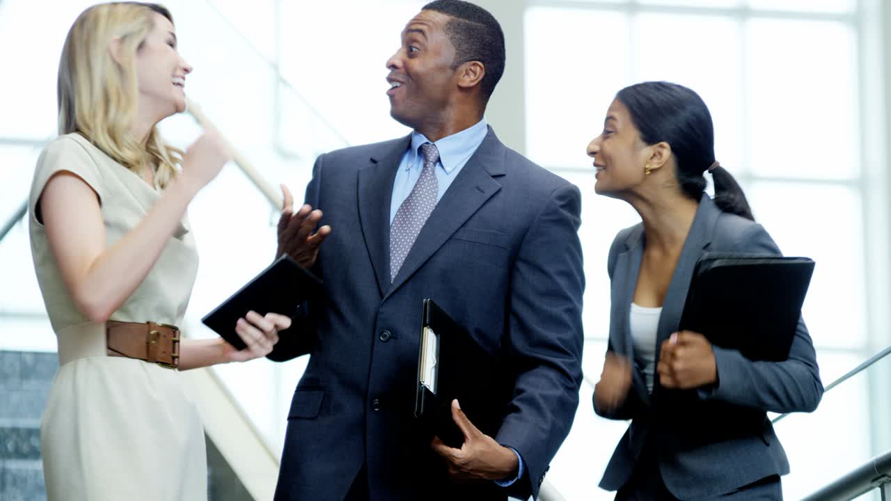 Male female multi ethnic business team in office